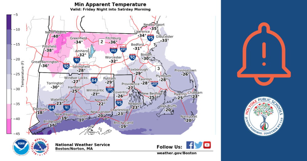 Graphic of map with temperatures predicted 