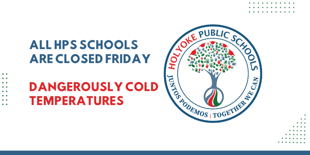 District logo and text saying schools are closed Friday