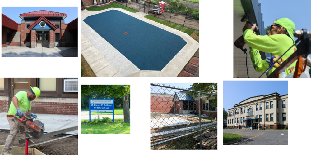 Collage of the different work sites around the district. 