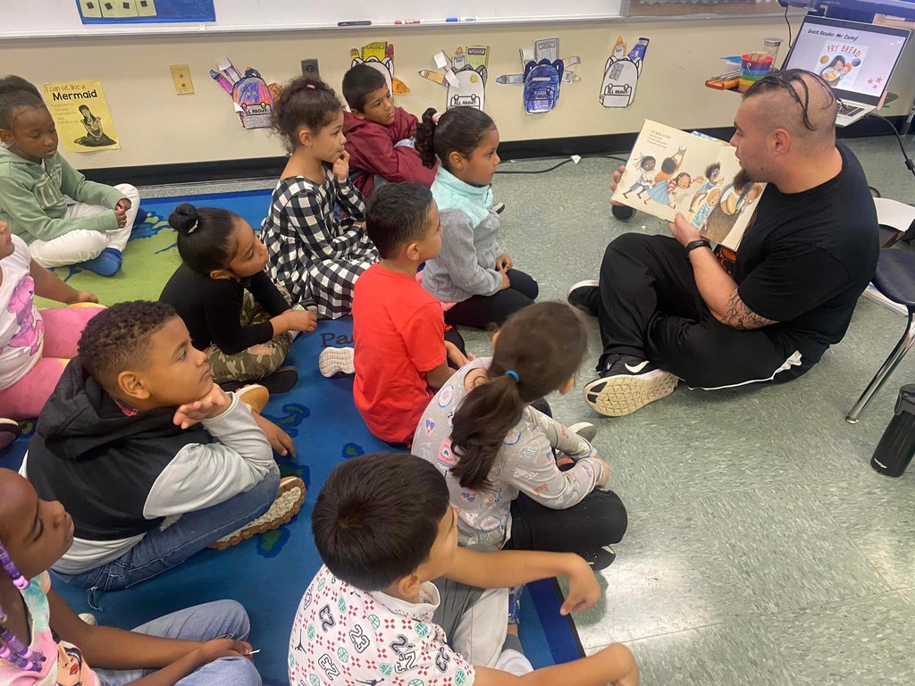Students listening at story time 