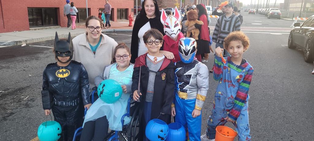 Students dressed in their Halloween Costumes.