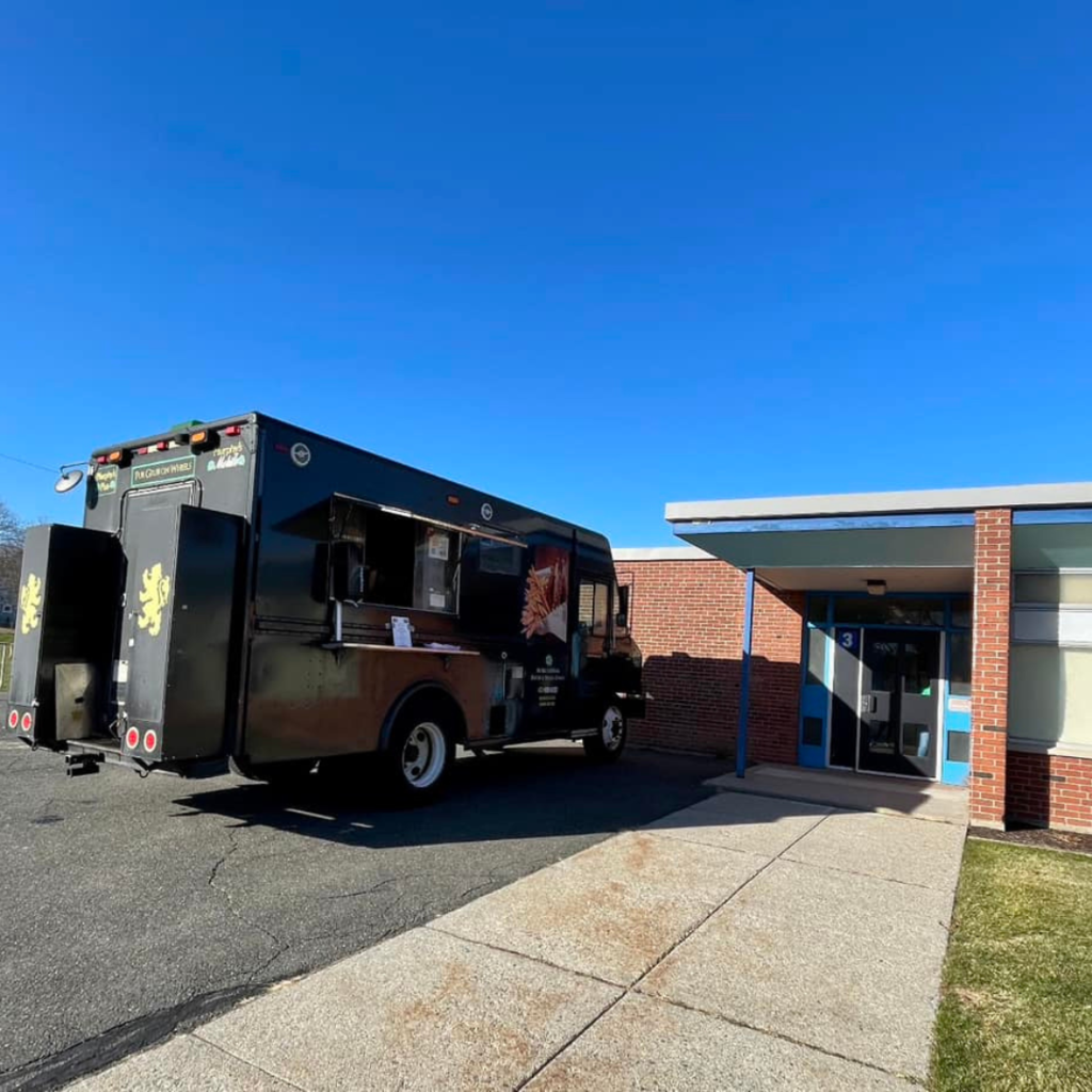 Food truck outside McMahon school.